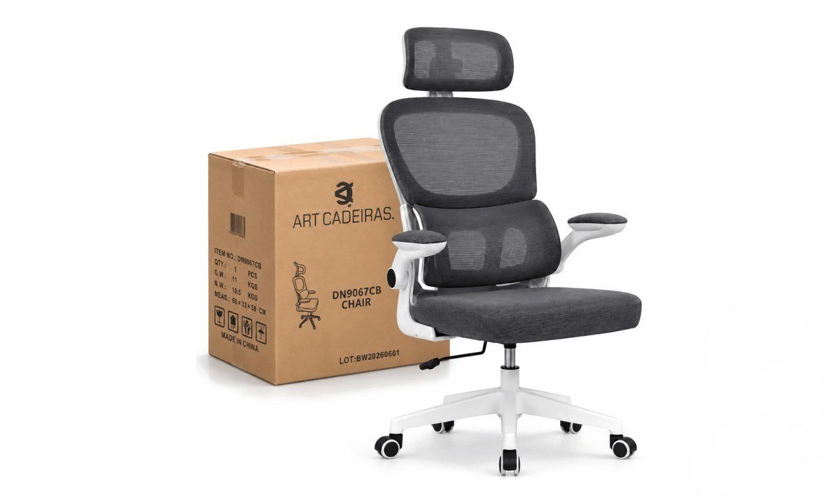 ➡️ CADEIRA DE ESCRITÓRIO ERGONÔMICA MESH CINZA PRESIDENTE NR17 COM APOIO LOMBAR 150KG BRAÇO...