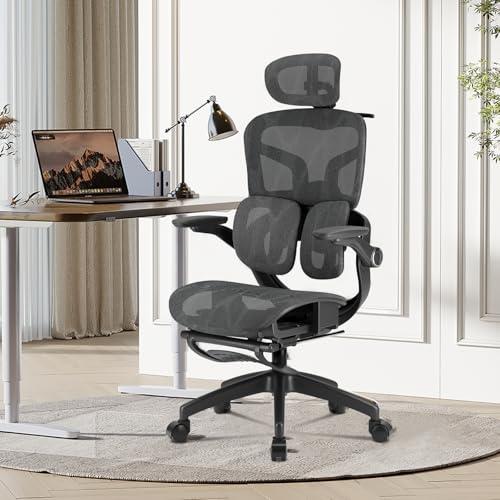 ➡️ Cadeira de Escritório Ergonômica Testada conforme Nr-17, Duplo Apoio Lombar, Assento Desl...