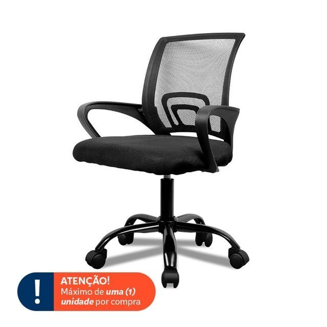 ⚠️ CADEIRA DE ESCRITORIO ZINNIA HERA L, ASSENTO ESTOFADO, BASE GIRATÓRIA, PRETO, ZNO-HRAL-BK02