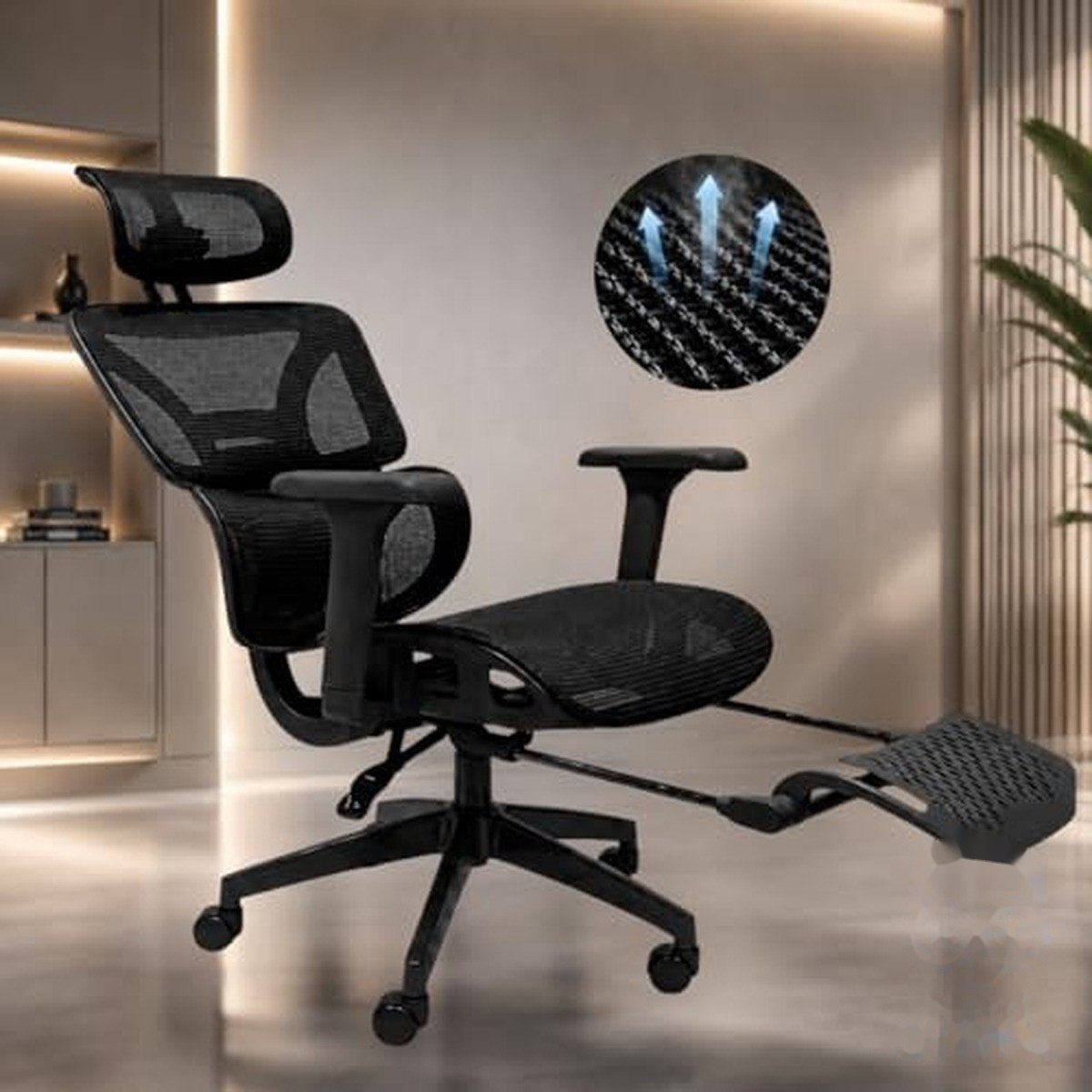➡️ Cadeira Ergonômica Escritório Reclinável Vmstark com Apoio para Pés Ajuste Lombar Pescoço...
