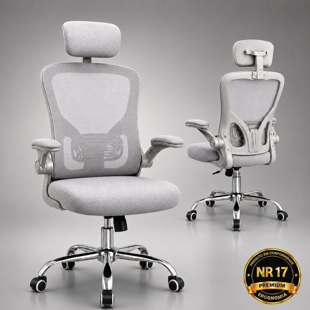 ⚠️ CADEIRA ESCRITÓRIO ERGONÔMICA MESH CINZA APOIO