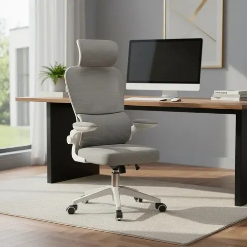 ➡️ Cadeira Escritório Ergonômica Python Fly B07 Cinza Com Suporte Lombar