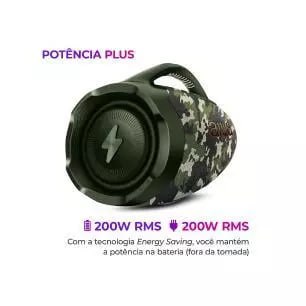 ⚠️ CAIXA DE SOM BLUETOOTH AIWA BOOMBOX BBS-01GR 200W CAMUFLADO VERDE BIVOLT