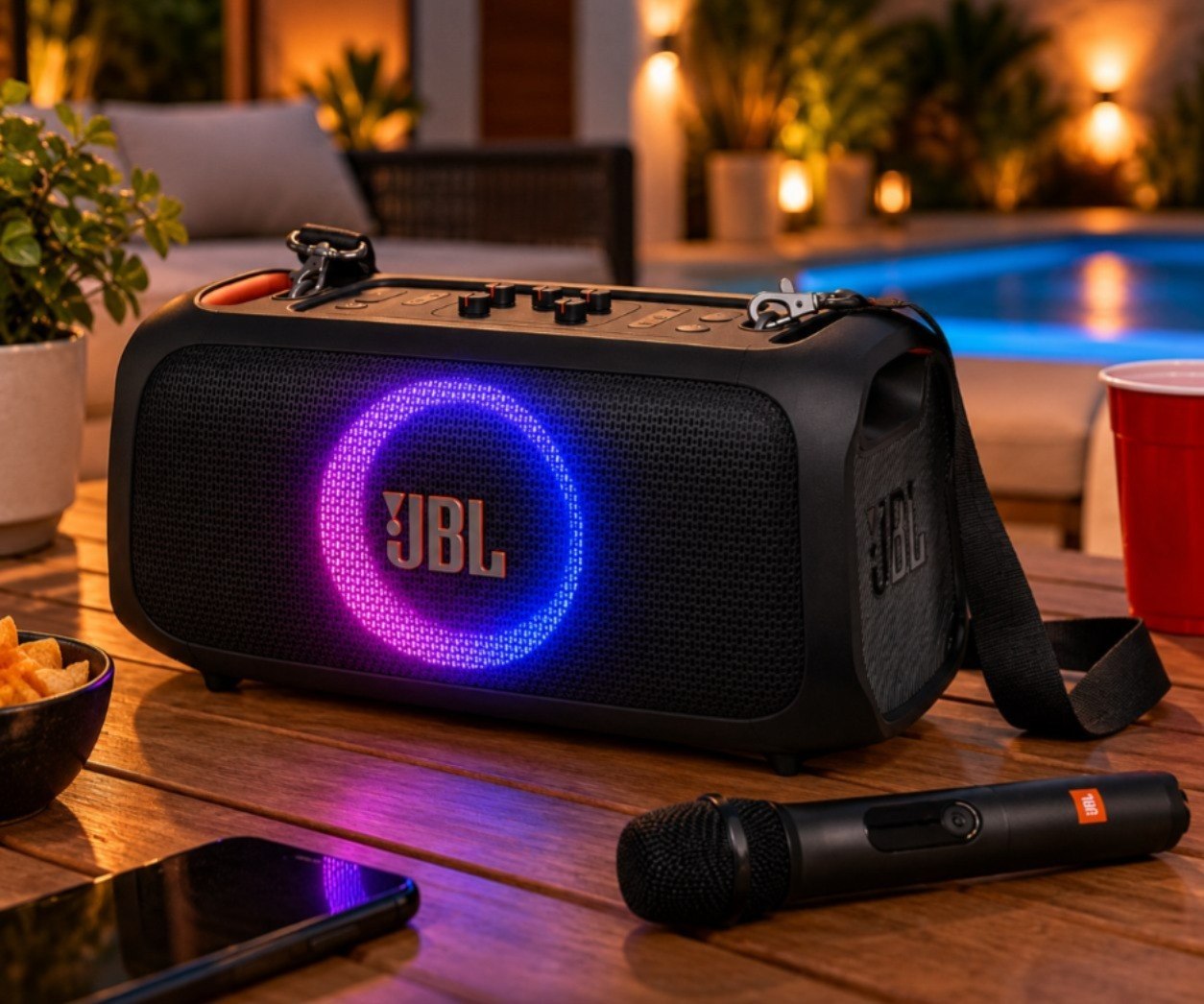 Caixa de Som, JBL, PartyBox On The Go Essential, Com Microfone, Bluetooth, Show de Luzes, À...