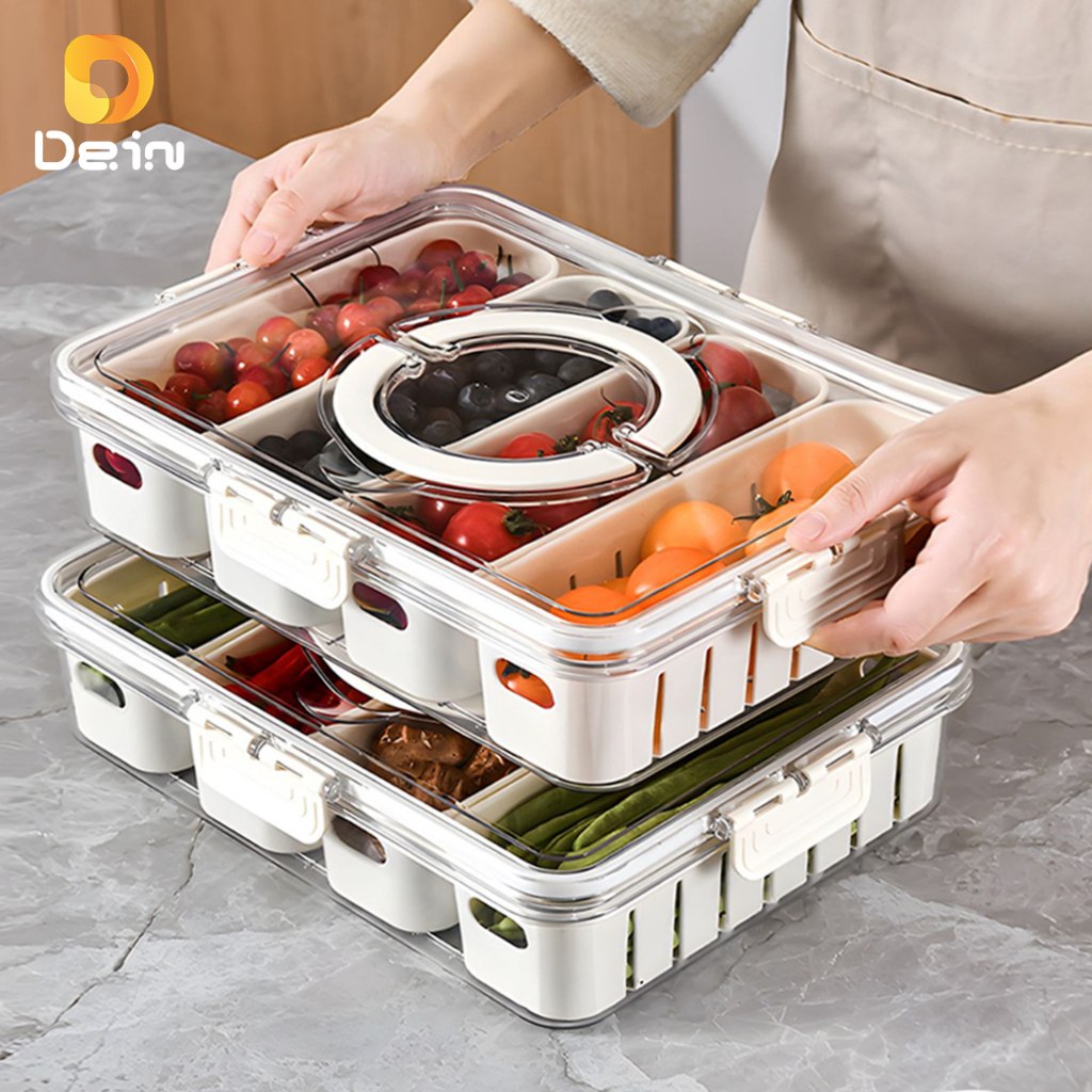 🔥 CAIXA ORGANIZADORA DE ALIMENTOS TRANSPARENTE GELADEIRA EMPILHÁVEL MULTIUSO COM DIVISÓRIAS