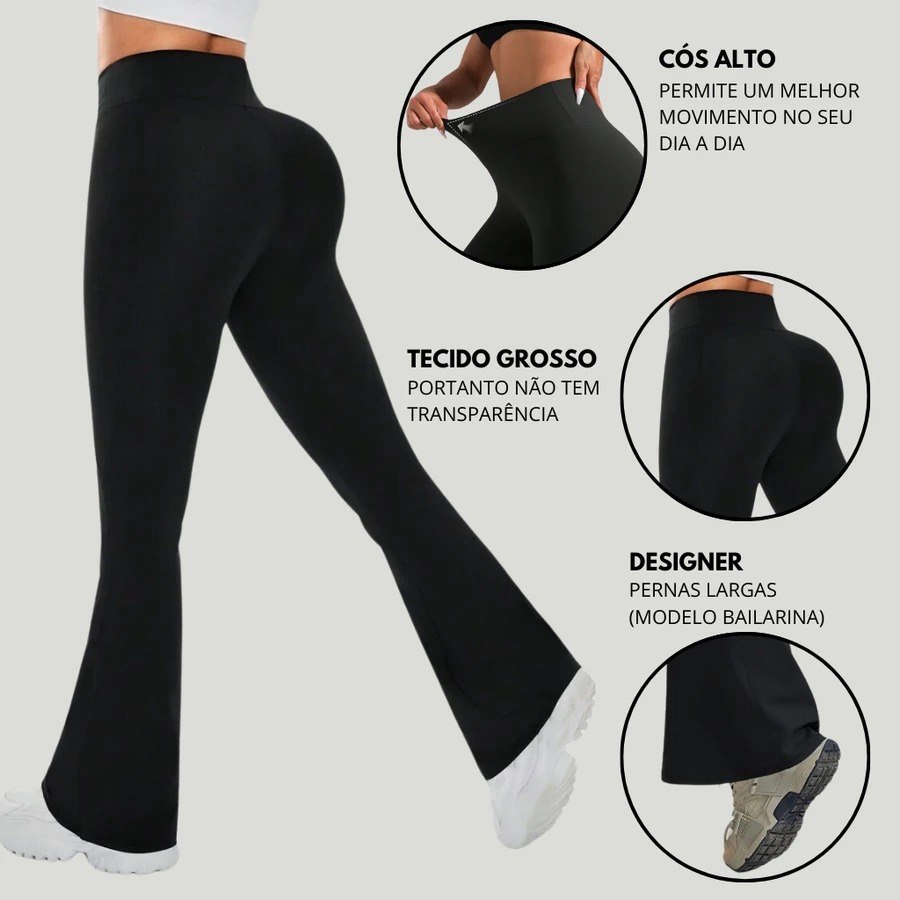 Calça Flare bailarina cintura alta suplex modela bumbum NÃO TEM BOLSO
