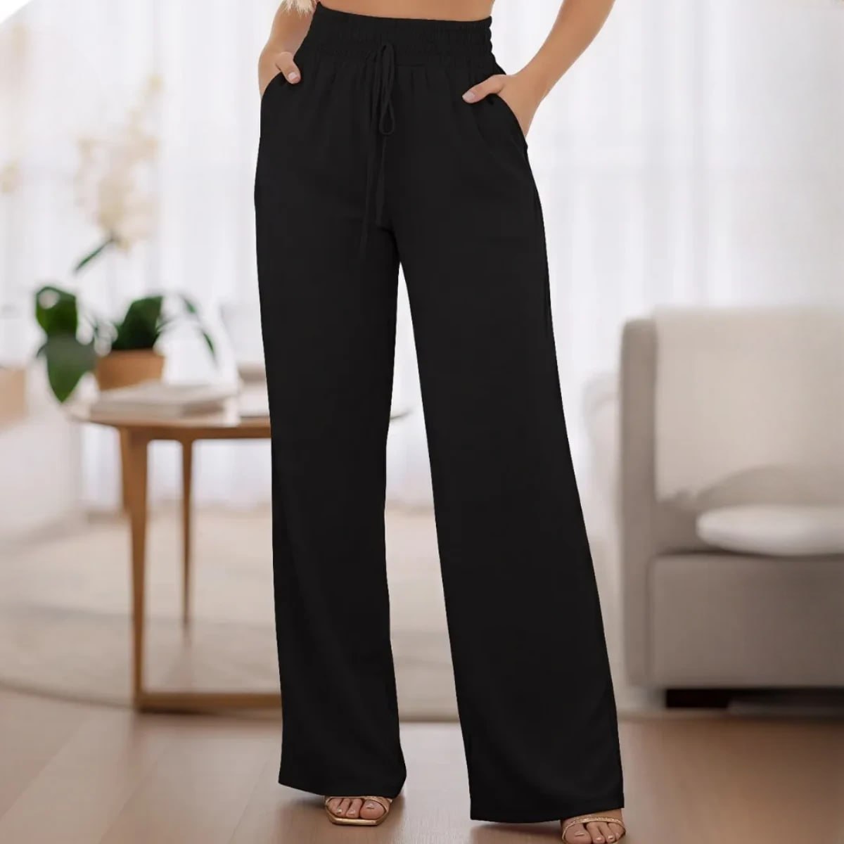 Calça Pantalona Wide Leg Duna Elastico Na Cintura/gestante