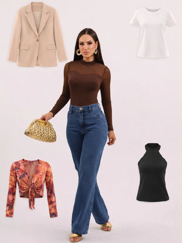 calça wide leg jeans 100% algodão sem lycra