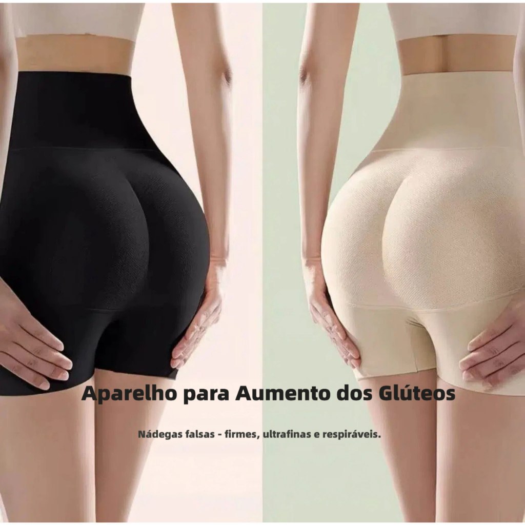 🔥 CALCINHA SHORT MODELADORA DE BARRIGA ENCHIMENTO DE GLÚTEOS LEVANTA BUMBUM COR PRETA E BEGE