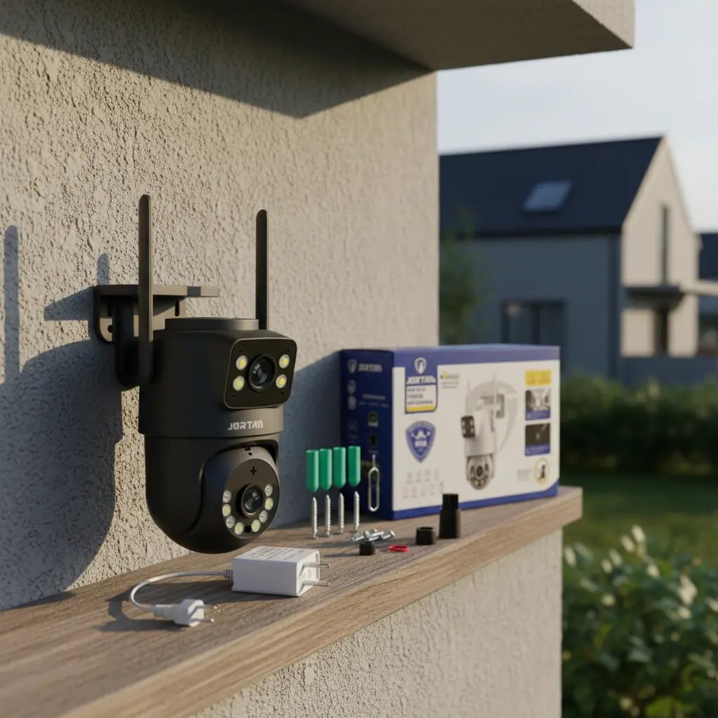 Câmera de Segurança IP Jortan JT-8695 Wi-Fi Lente Dupla 355° Full HD