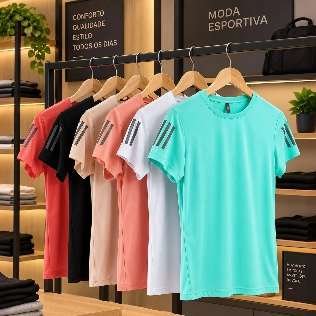 Camiseta Básica Exercícios De Verão Feminina