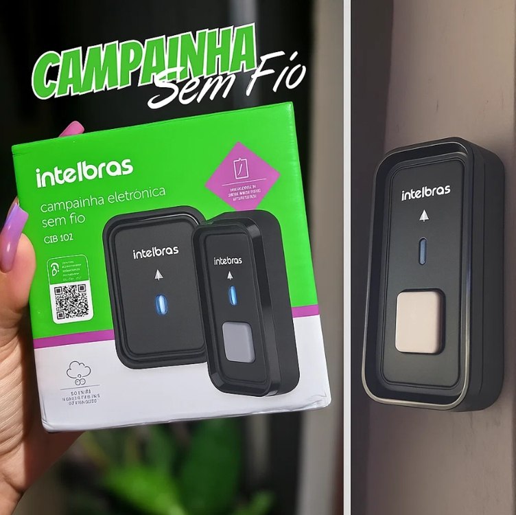 Campainha Sem Fio Intelbras Cib 101s Com Bateria - Cor Preta