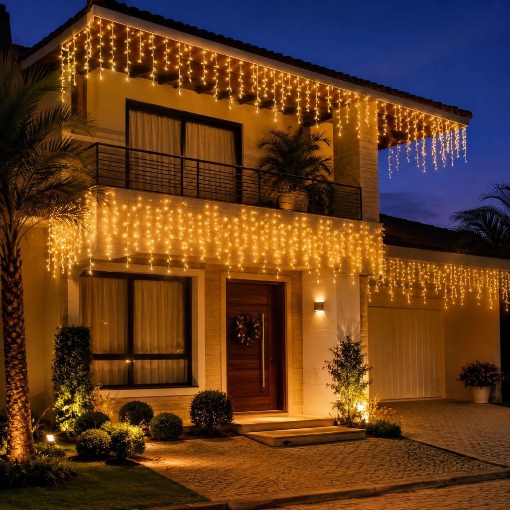 Cascata 400 Led's 10 Metros Fixo ou 8 Funções 110v/220v Decoração Interna ou Externa