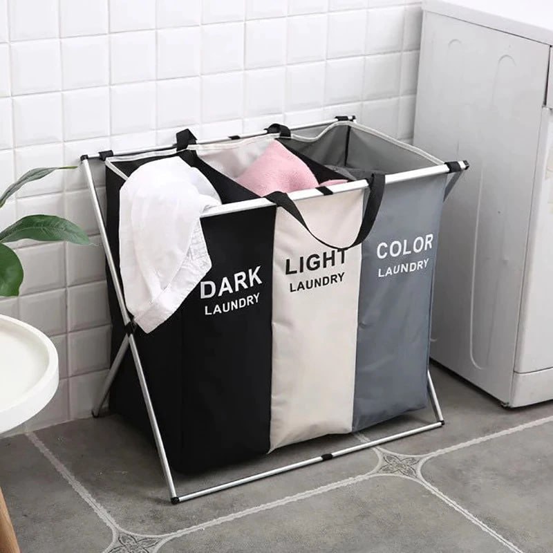 Cesto Roupa Suja cesto de roupa suja moderno Dobravel 3 Compartimentos Organizador Grande