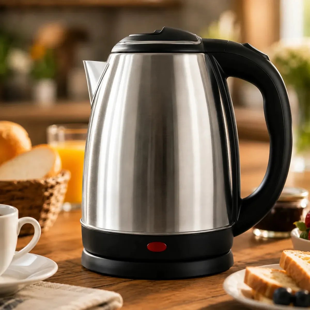 Chaleira Elétrica Inox 1,8 Litros Jarra Aquecedora Com Desligamento Automático e Base Girató...