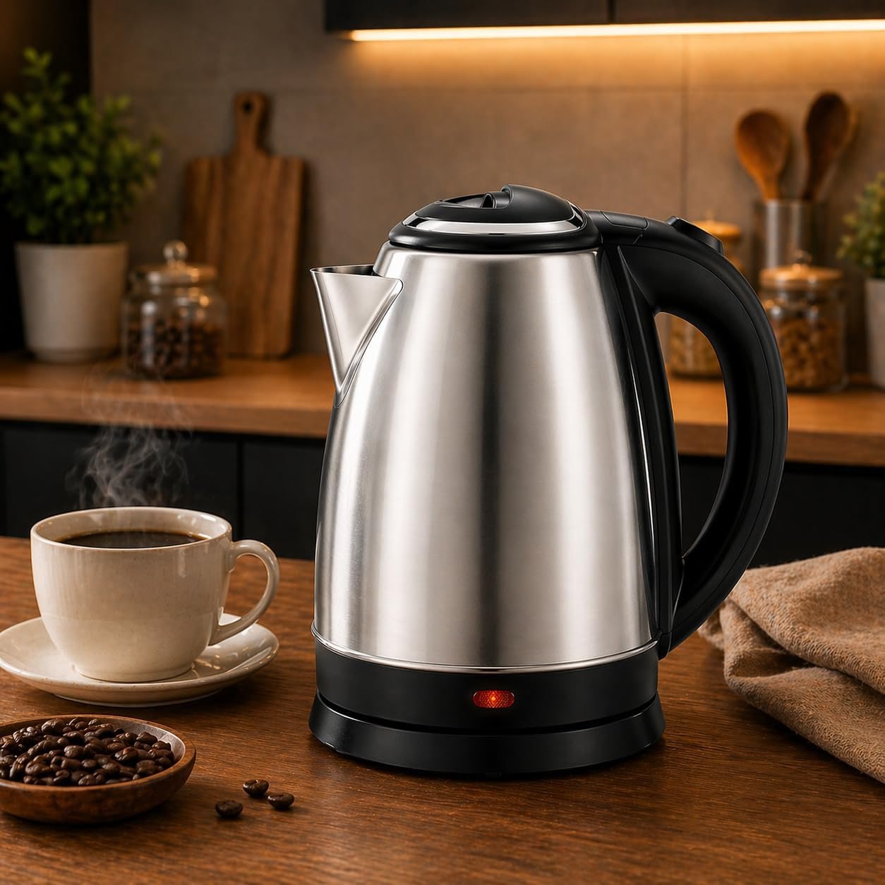 Chaleira Elétrica Inox 1,8l Ferve Água Rápido Café*