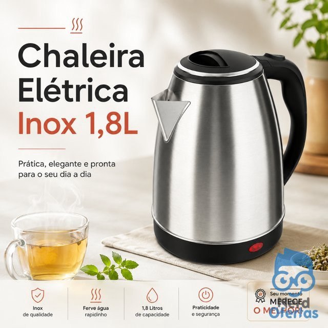 ⚠️ CHALEIRA JARRA ELÉTRICA 110V OU 220V 1.8 LITROS INOX PRATEADA