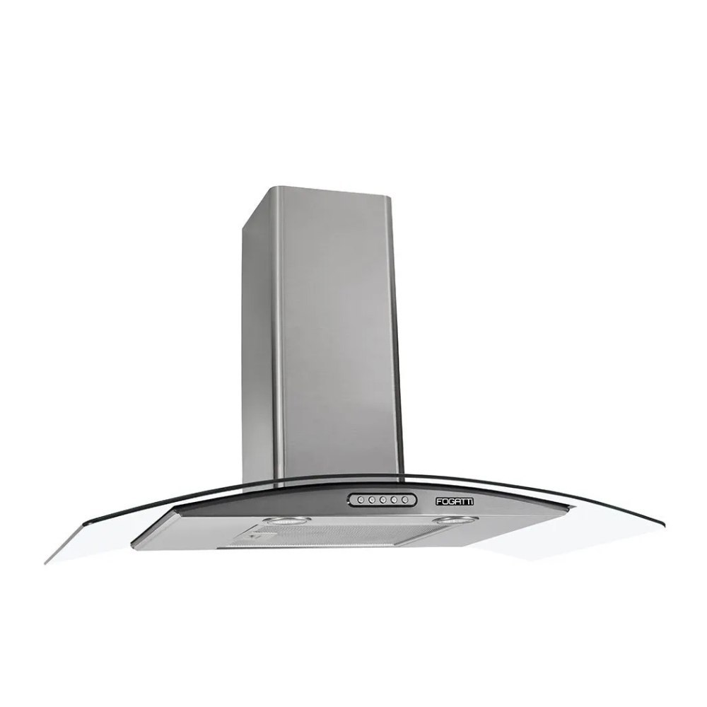 COIFA DE PAREDE FOGATTI VIDRO CURVO INOX, DUTO SLIM, DEPURADOR E EXAUSTOR COM 3 VELOCIDADES