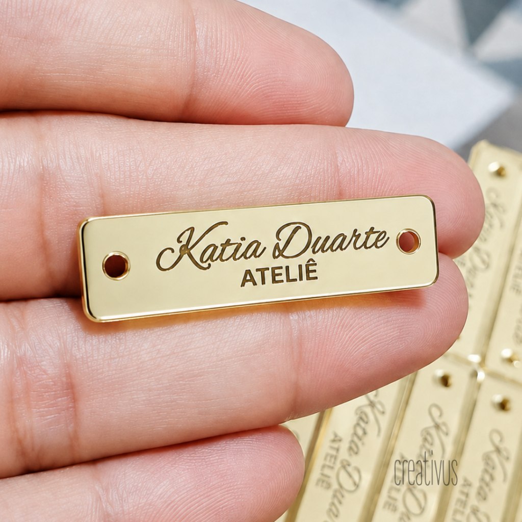 COM 60 ETIQUETAS 3,5CM Plaquinha Personalizada de Acrílico