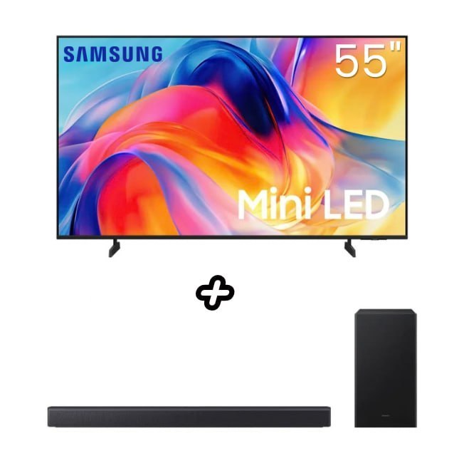 Combo Samsung Smart Tv 55" Mini Led 4k M75h + Soundbar Hw-b450f