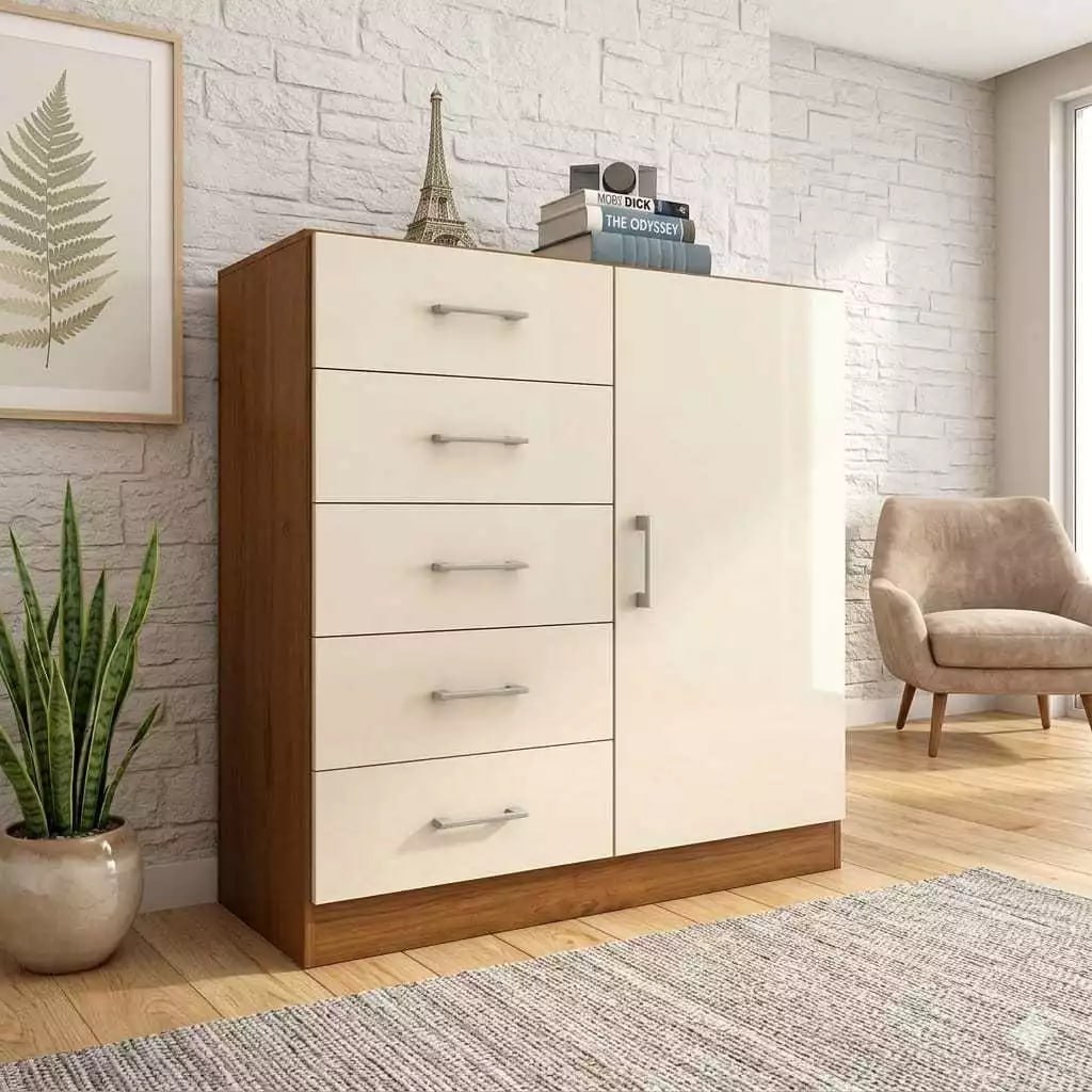 Cômoda Organizadora Londres 5 Gavetas e 1 Portas - Shark Móveis