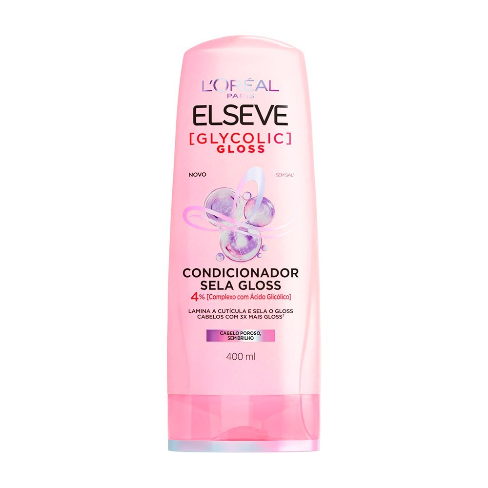CONDICIONADOR GLOSS, CONTRA POROSIDADE E SELA CUTÍCULAS, COM ÁCIDO GLICÓLICO, GLYCOLIC GLOSS...