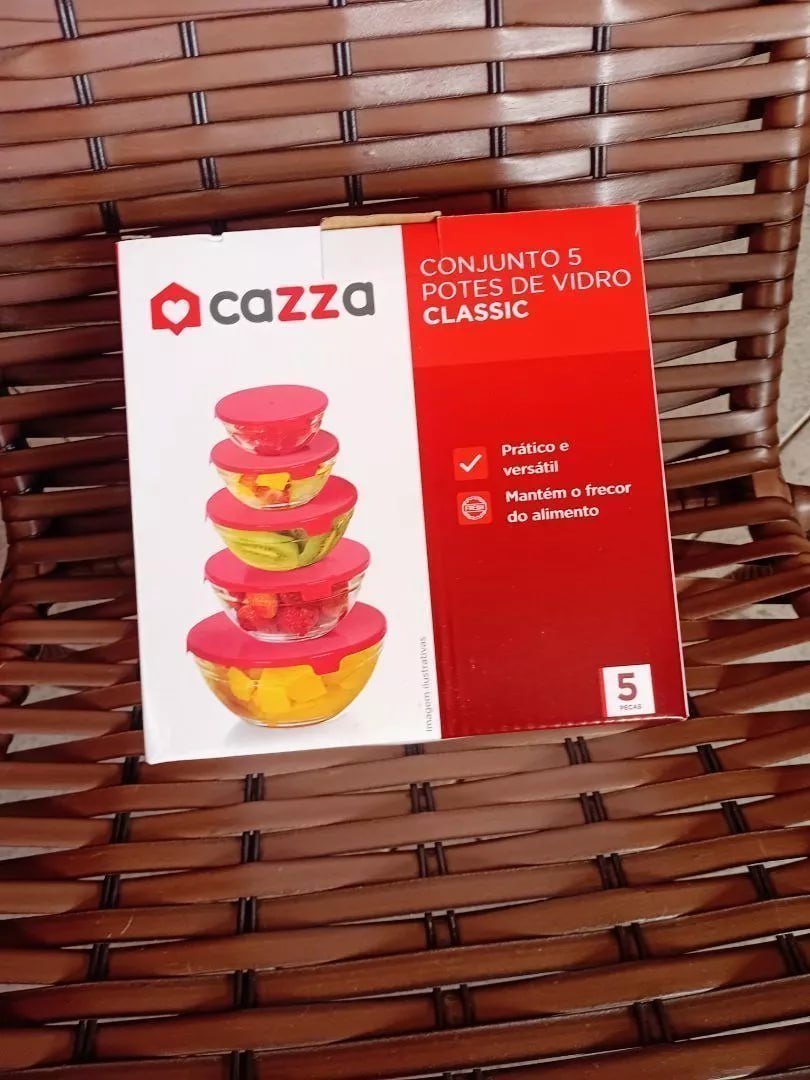 Conjunto 5 Potes de Vidro Cazza Classic