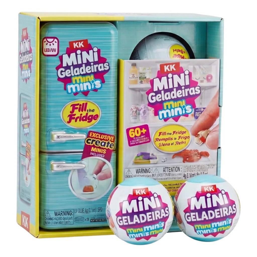 Conjunto de Brinquedos Mini Geladeira Mini Brands da ZURU - Miniaturas Colecionáveis com 2 C...
