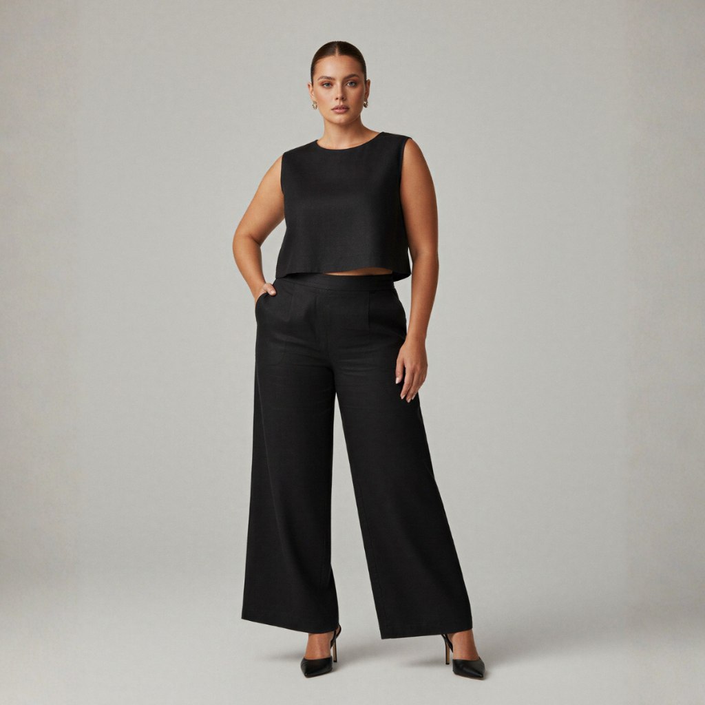 🔥 CONJUNTO FEMININO PLUS SIZE EM TECIDO LINHO PREMIUM CALÇA PANTALONA BLUSA REGATA G1 G2 G3