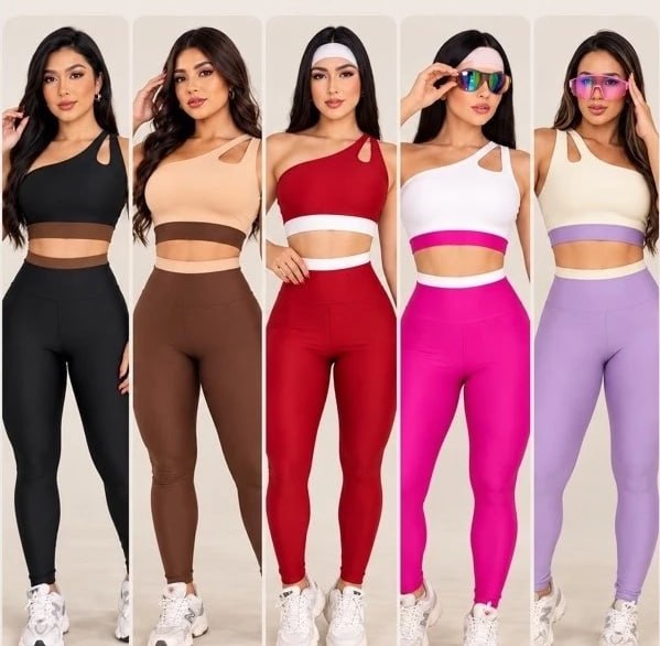 Conjunto Fitness Feminino Legging + Top Academia Suplex Zero Transparência