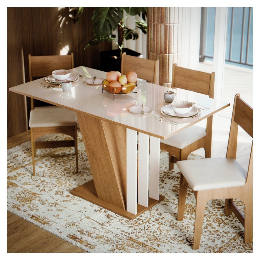 ⚠️ CONJUNTO SALA DE JANTAR GRANDE 4 LUGARES COM CADEIRAS ESTOFADAS REFORÇADAS MESA COMPLETA...