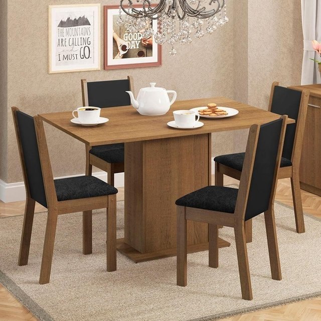 ⚠️ CONJUNTO SALA JANTAR MESA MADEIRA 4 CADEIRAS RUSTIC