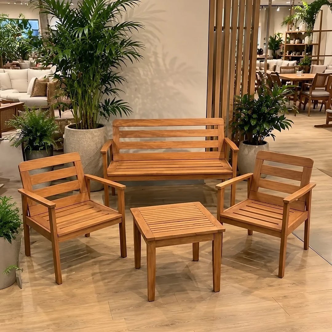 Conjunto Yescasa Jardim 1 Sofá 2 Poltronas E Mesa