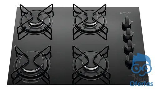 ➡️ Cooktop 4 Bocas Atlas Agile Up Mesa Vidro Mega Chama Bivolt