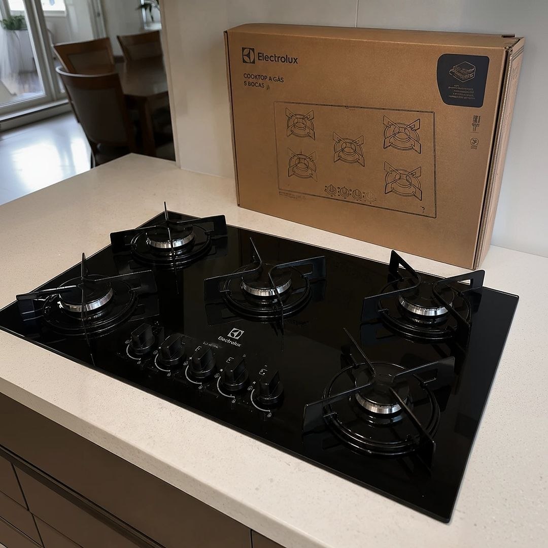 Cooktop 5 Bocas a Gás Electrolux Mesa de Vidro Efficient (KE5GR)