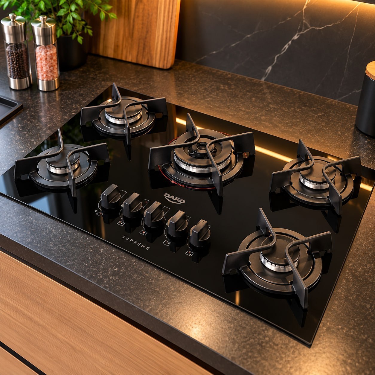Cooktop 5 Bocas Dako Supreme Com Tripla Chama Preto Bivolt Preto