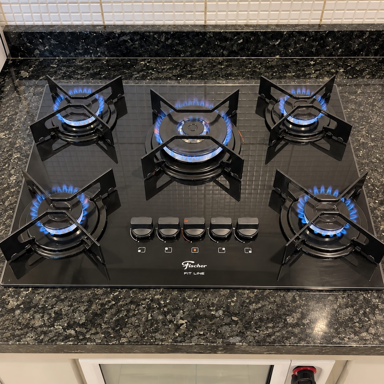Cooktop a Gás Fischer 5 Bocas Mesa Vidro Bivolt
