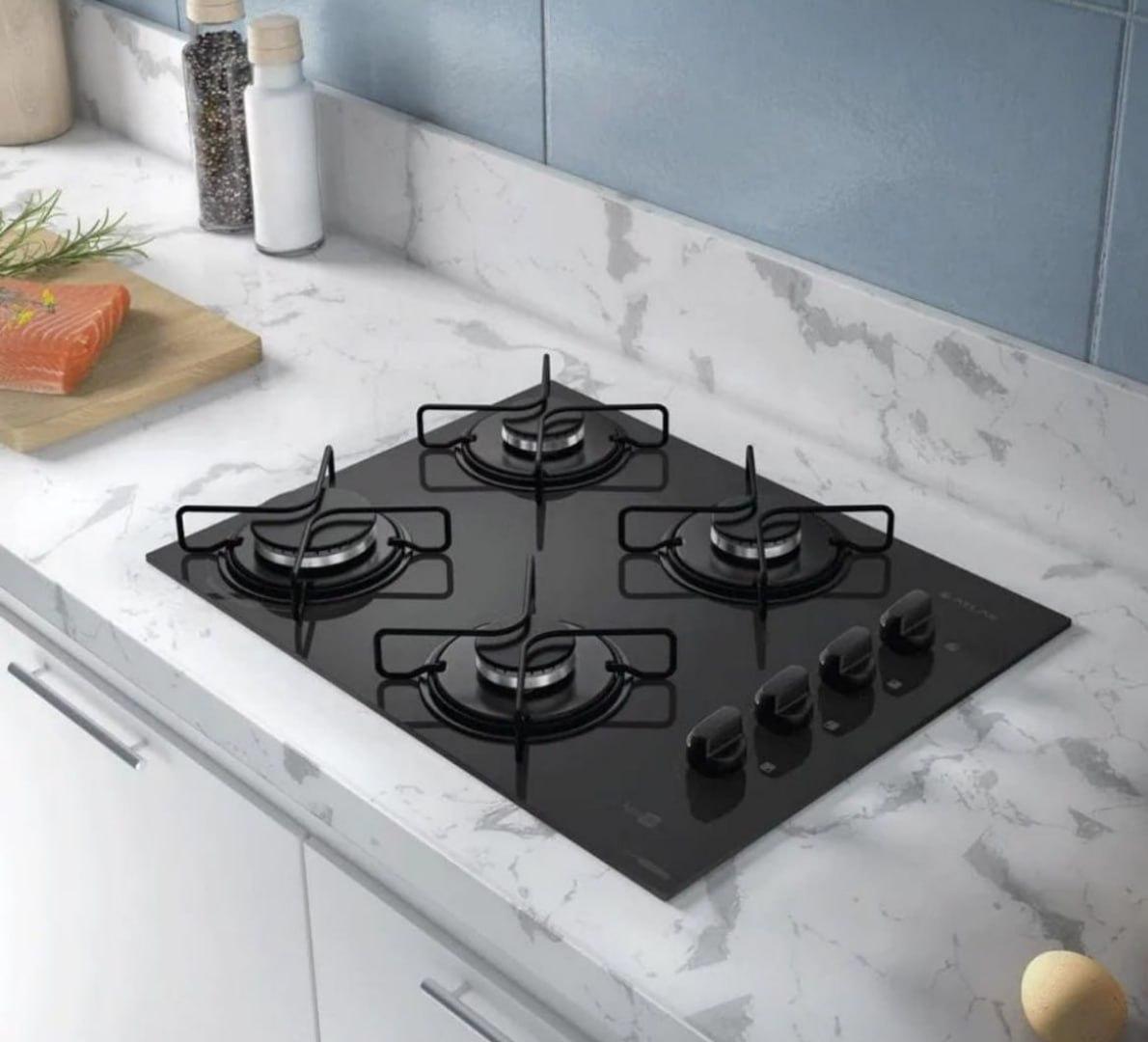 Cooktop com 4 Bocas Atlas Agile Up Mesa Vidro Mega Chama Bivolt