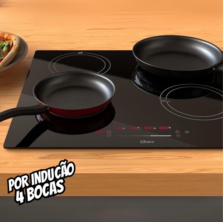 Cooktop Indução 4 Bocas Touchscreen Vidro Preto Oster