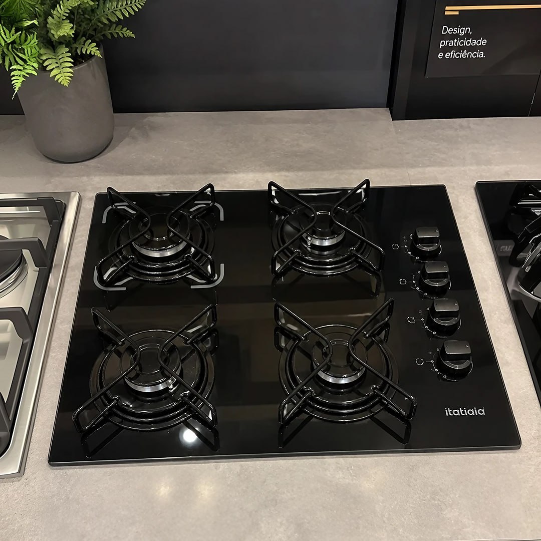 Cooktop Itatiaia Essencial 4 Bocas Preto – Bivolt 127V/220V com Acendimento Automático