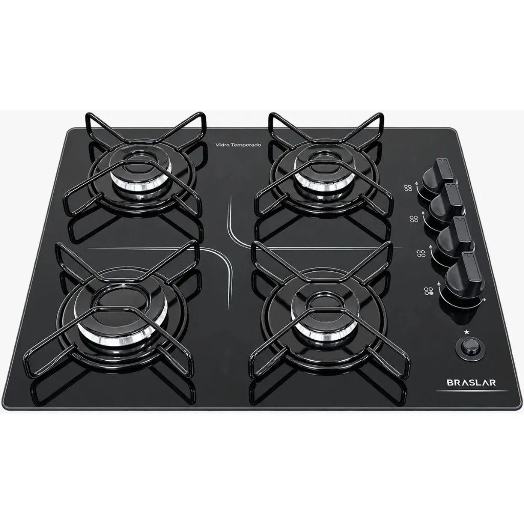 *🆘CORREEEEE 🏃🏻‍♀️🔥FOGÃO COOKTOP BRASLAR POP À GÁS 4 BOCAS MESA DE VIDRO PRETO BIVOLT - ACEND...