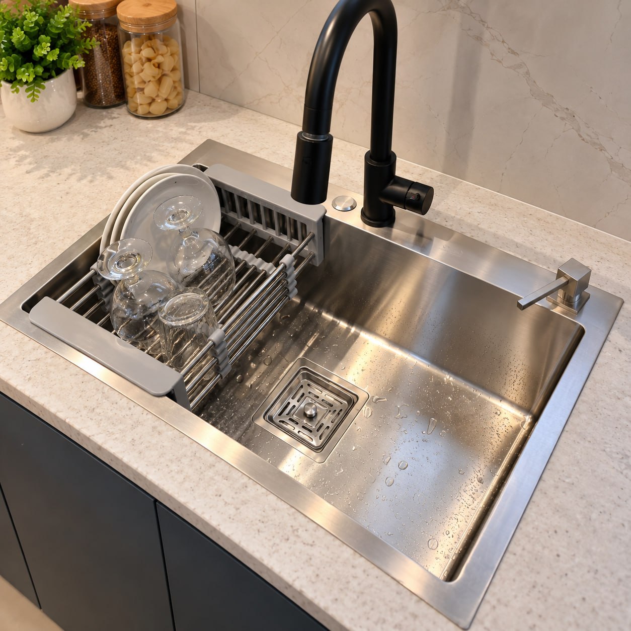 Cuba Pia Cozinha Gourmet Quadrada Aço Inox 304 60x40cm com Acessórios