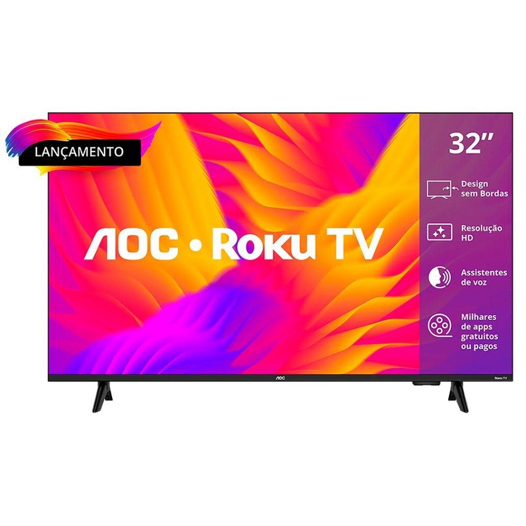 *🆘É SMART 🗣️🗣️SMART TV AOC 32&QUOT; LED HD 32S5155/78G ROKU WIFI HDMI DOLBY AUDIO*