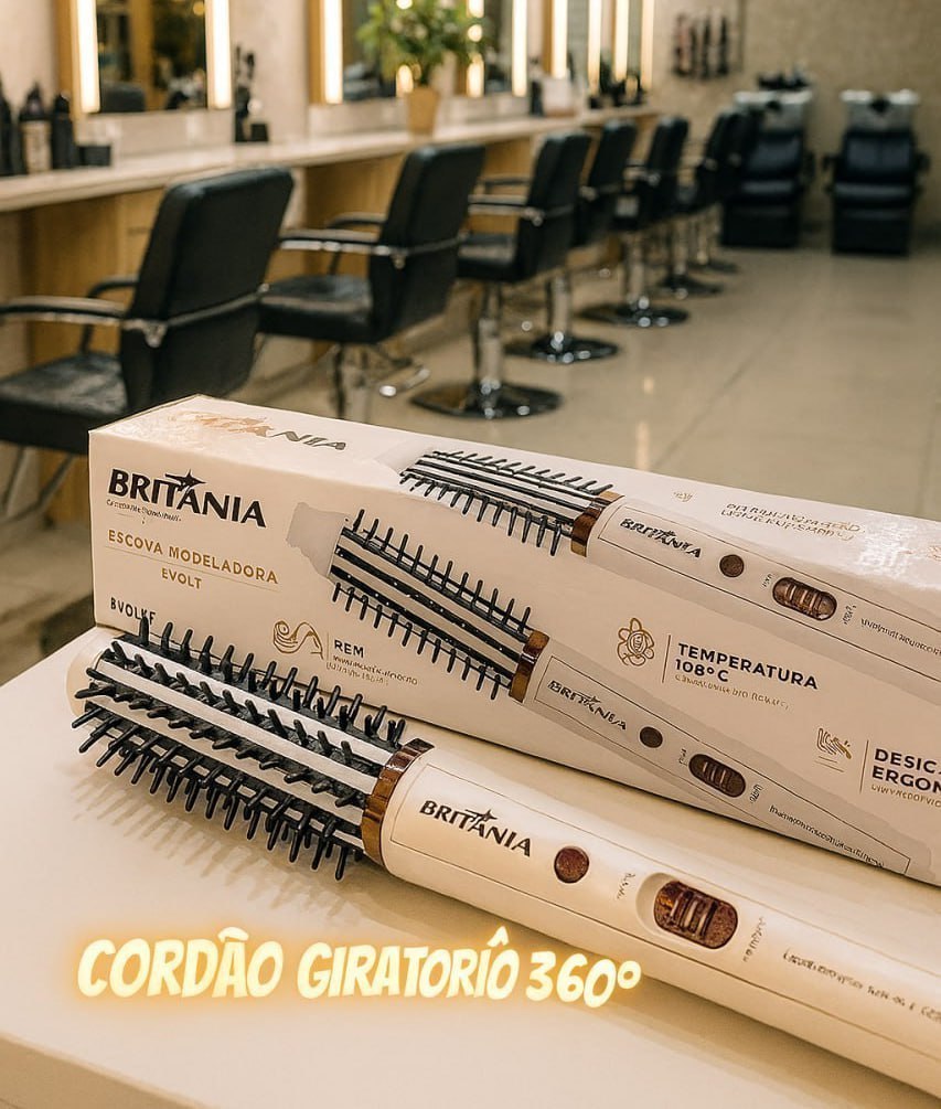Escova Modeladora Britânia 2 em 1 Branca Antiaderente 60W BEC04 Bivolt