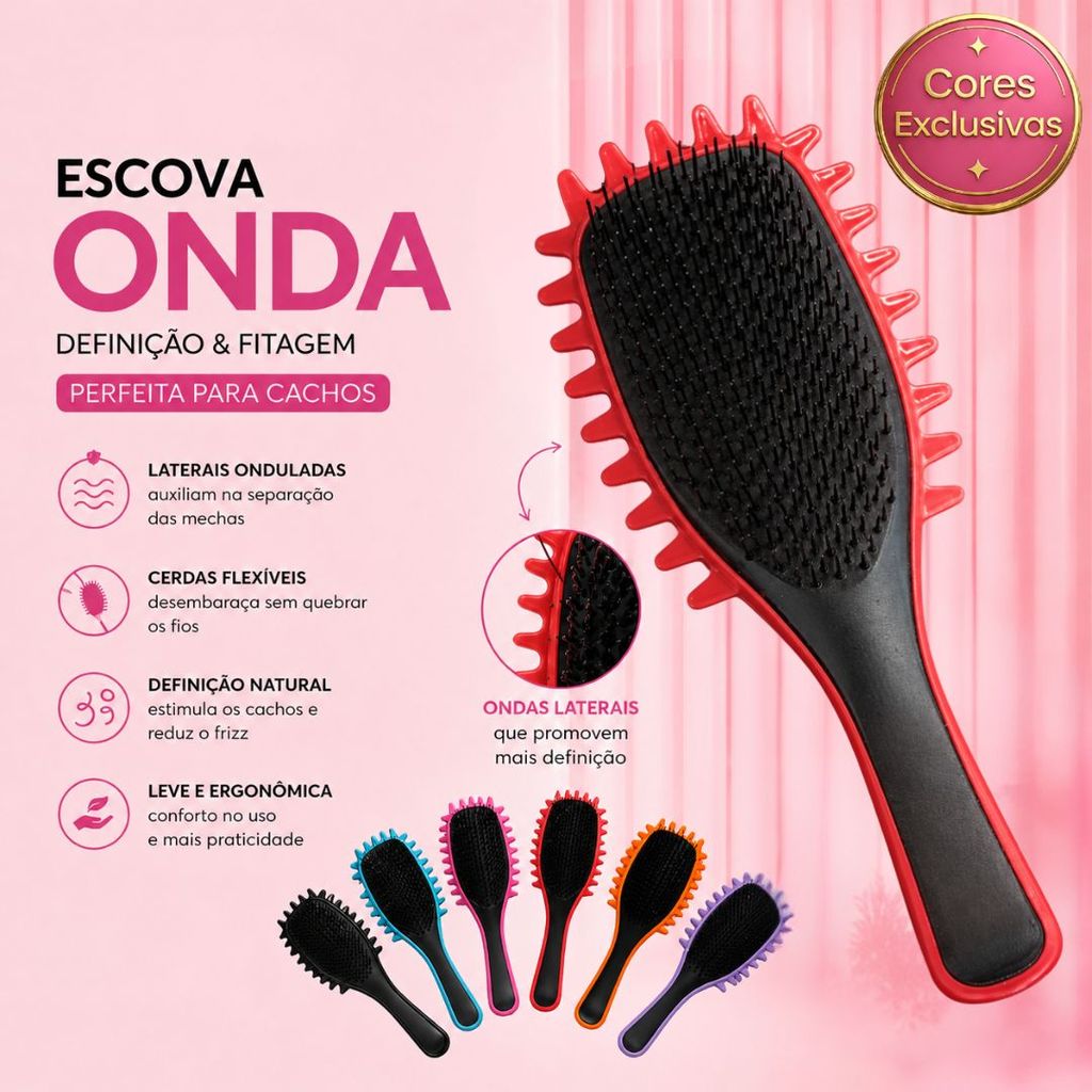 Escova Onda Finalizadora Beauty Flash Definição de Cachos e Finalização para Cabelo Cacheado...