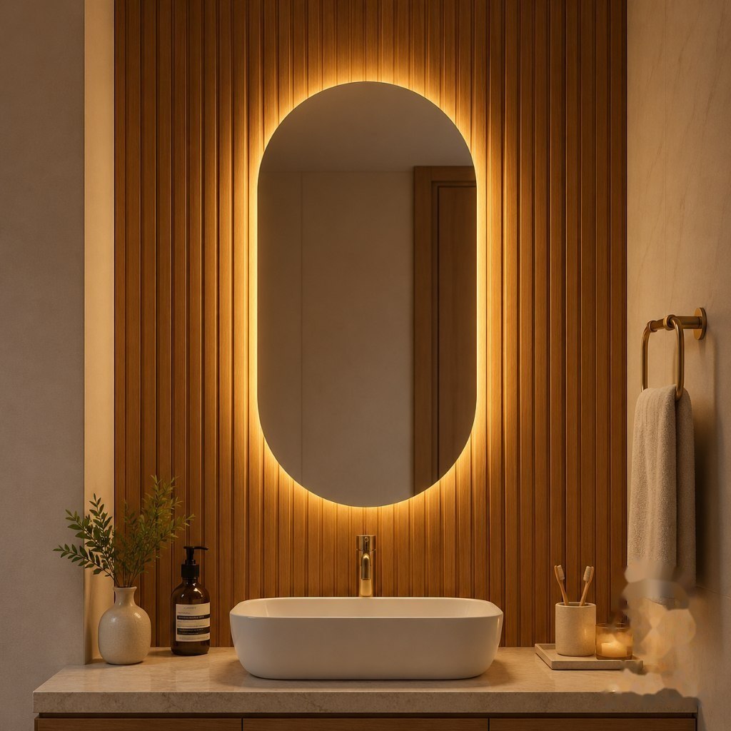 ⚠️ ESPELHO OVAL COM LED PARA BANHEIRO, SALA E QUARTO LUZ QUENTE E FRIA