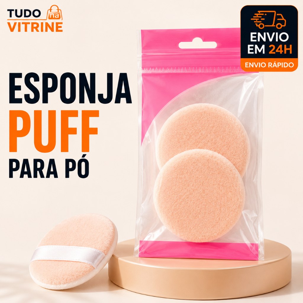Esponja para Pó Facial Macia Veludo Puff Maquiagem Pó Compacto e Solto