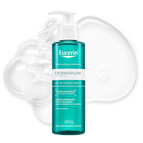 EUCERIN Dermopure Clinical Gel de Limpeza Gentil 200ml, Redução da oleosidade e acne, Desobs...