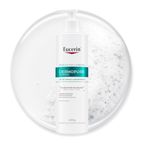 EUCERIN Gel de Limpeza Facial AntiAcne DermoPure Clinical Concentrado 400ml, Peles Oleosas e...