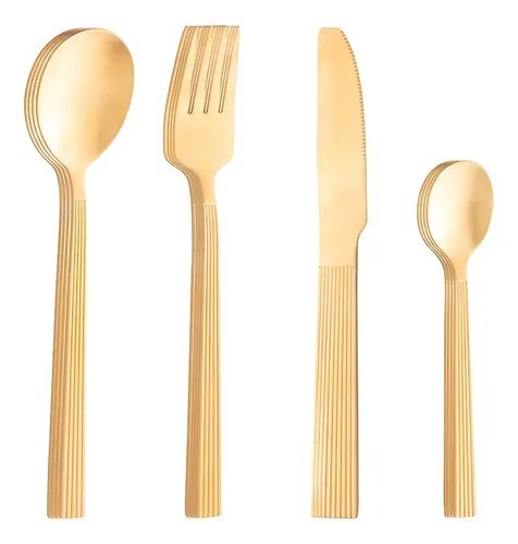 ⚠️ Faqueiro 16 Peças Lyor Athenas De Aço Inox Dourado